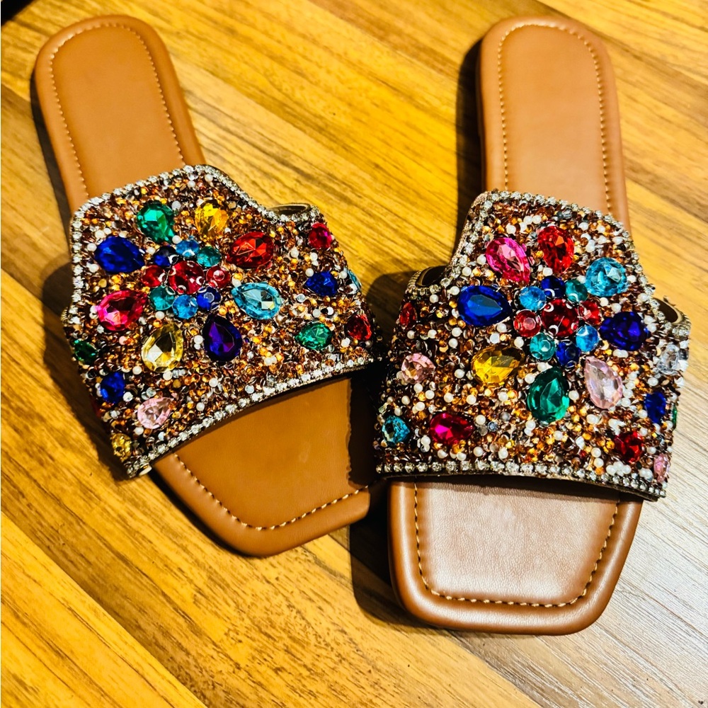 Jeweled slip in sandals